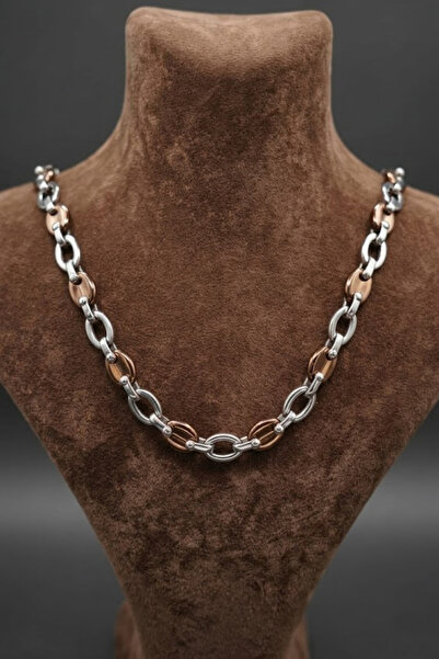 OSMANLI GÜMÜŞ Erkek Kolye - Gemici Model Bronz Çelik Erkek Kolye Zincir - 316...