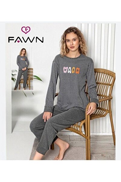 FAWN Γυναικείο σετ πιτζάμες Πουά τεμαχίων με μακριά μανίκια και μανσέτες (8001)