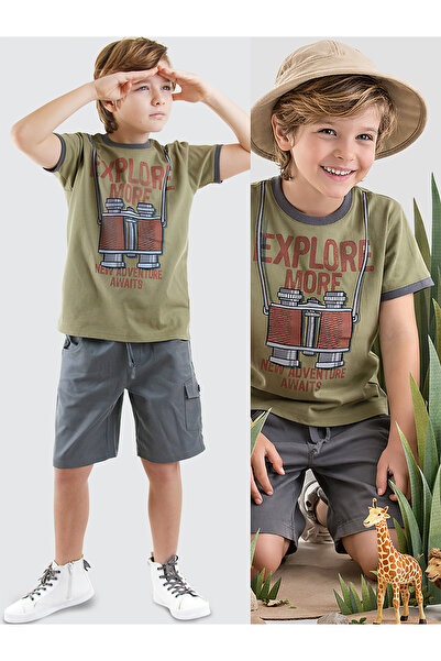 Denokids Σετ σορτς Gabardine T-shirt για αγόρια Explore