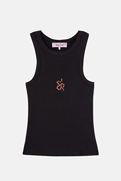 Reflect Studio Coral Snake Ribbed Halter Neck Tank - Μαύρο