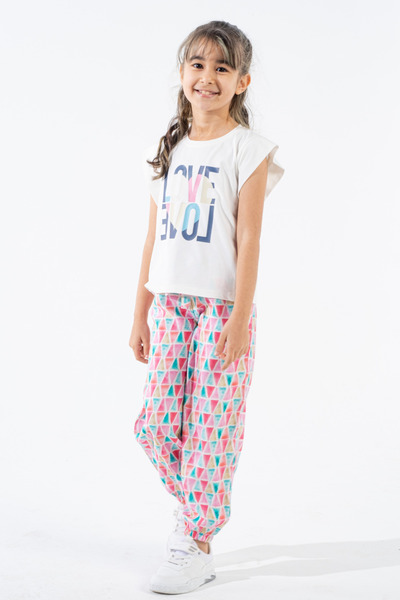 BABY SPORT Set pentru fete din bumbac imprimat, pantaloni și bluză de vară