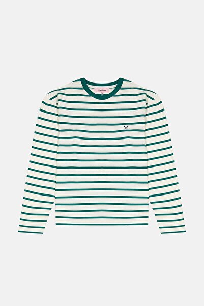 Reflect Studio Panda Supreme  Çizgili Uzun Kollu T-Shirt - Yeşil/Krem