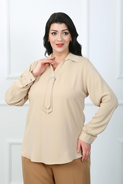 By Alba Collection Ženska košulja od tkanine Jessica sa detaljima od kamena n...