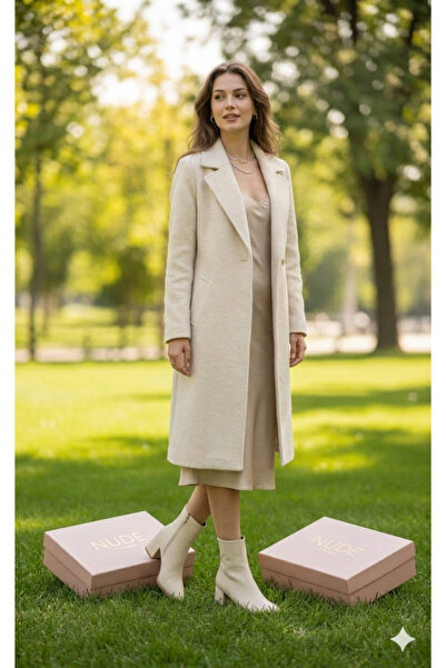 NUDE kadın k01 şik krem bot