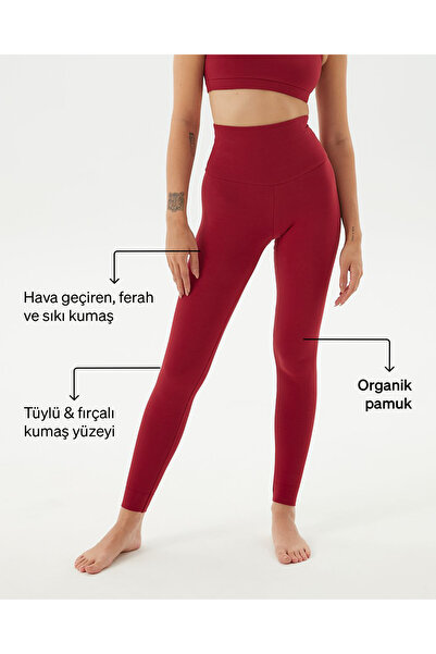 Ayma Active Βασικό κολάν Sangria ψηλόμεσο από οργανικό βαμβάκι με πιστοποίηση