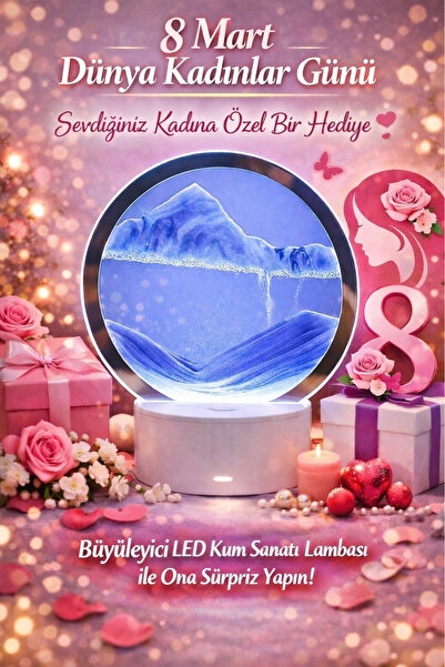 Lazım Shop 3d Led Işıklı Hareketli Kum Saati Gece Lambası Kum Sanatı