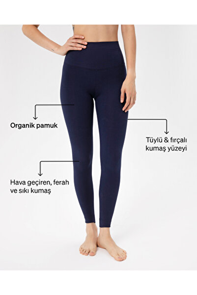 Ayma Active Ψηλόμεσο Navy Blue Organic Leggings - Πιστοποιημένο βασικό μοντέλο