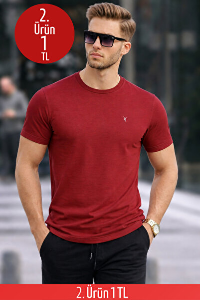 COMBİNE MİCHAİL Erkek Bisiklet Yaka Slim Basic Kiremit Tişört