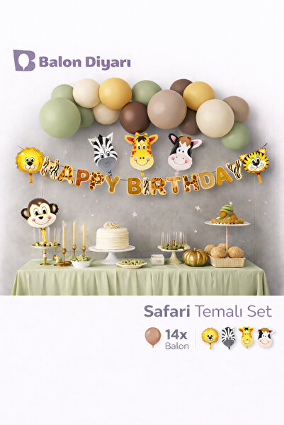 BALON DİYARI Safari Hayvan konsept Özel kesim banner 6lı hayvan folyo balon
