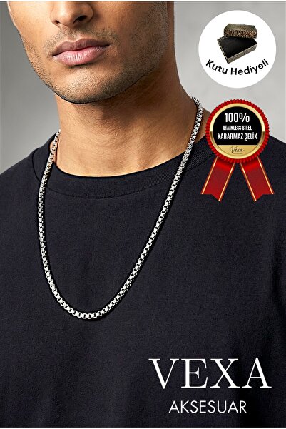 Vexa Aksesuar قلادة رجالية فاخرة من الفولاذ طراز أريستو – فولاذ 316L لا يتأكس...
