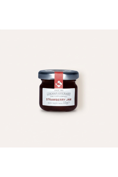 Lokman Gourmet Organik Çilek Reçeli 32 Gr x 100 Adet – Tek Porsiyon Cam Kavanoz – Otel & Catering Paketi
