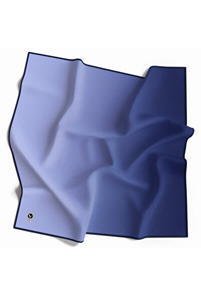 VİOLLA Kristal Degrade Desenli İndigo Renkli 90x90 Eşarp (İpek İçermez) Kenar...