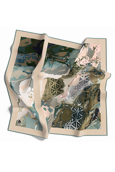 VİOLLA Kristal Batikli Ve Etnik Desenli Mint Yeşili Renkli 90x90 Eşarp (İpek ...