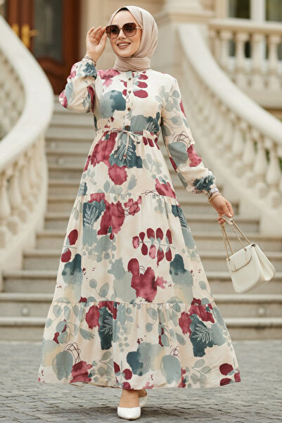 Neva Style Haljina od trešnje sa cvetnim uzorkom 10214VSN