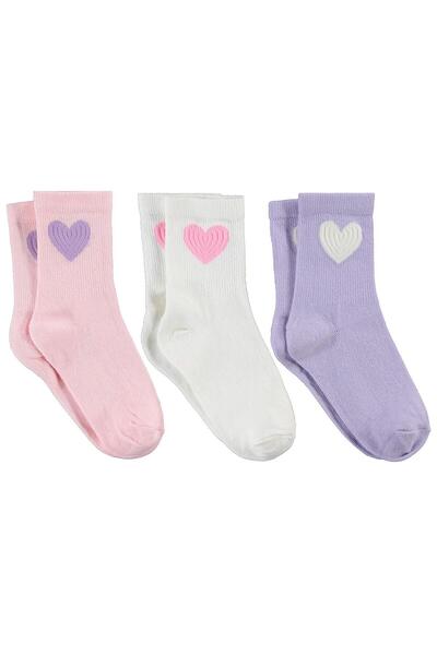 Civil Girls Релефно сърце 3 чифта чорапи за момичета на възраст 2-12 години -...