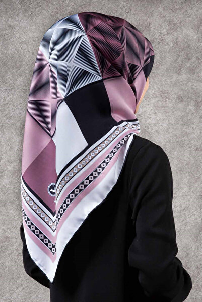 VİOLLA Twill Geometrik Desenli Pudra - Krem Renkli 90x90 Eşarp (İpek İçermez)...