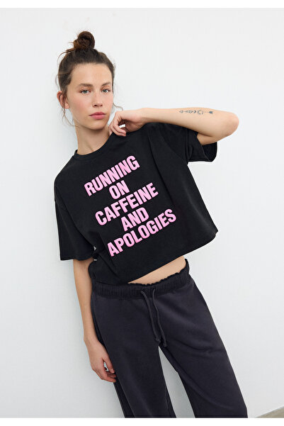 Stradivarius Kafein crop t-shirt