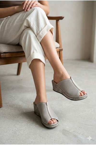 Mira Deri جلد طبيعي 5.5 سم كعب عريض شبشب نسائي لتقويم العظام VIGNOT