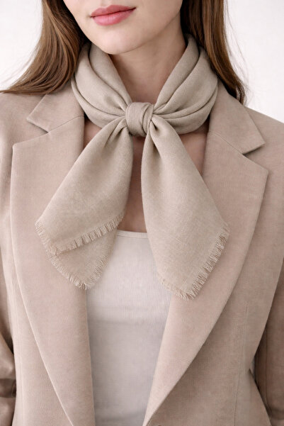 KRAFTELLA Keten Görünümlü Soft İpek Kare Fular – Mat Dokulu, Hafif ve Şık