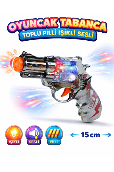 Erzi Oyuncak Tabanca Toplu Pilli Işıklı Sesli 15 cm