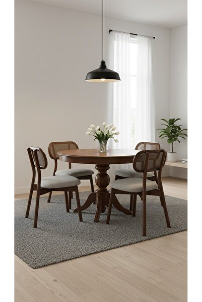 KleinHaus Furniture İbiza Masa Takımı, Ahşap Masa Takımı, 4 Sandalyeli Mutfak...