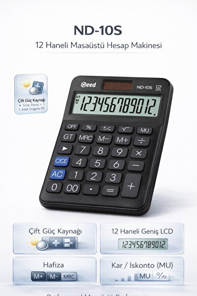 Need ND-10S Siyah Hesap Makinesi 12 Haneli