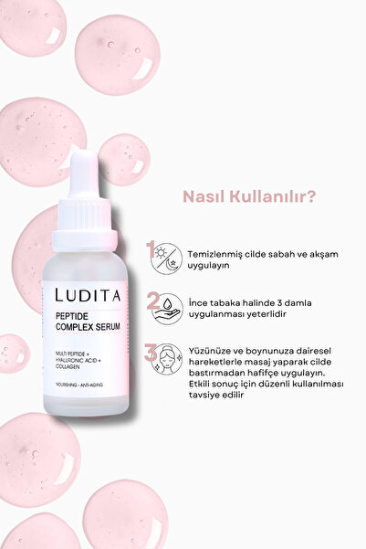 LUDITA Peptit Kompleks Serum – İnce Çizgi ve Kırışıklık Karşıtı, Yoğun Nemlendirici
