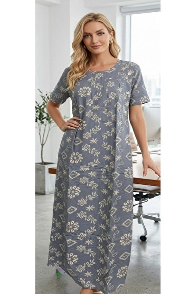 BRK قميص ليلي للسيدات من القطن الناعم بأكمام قصيرة