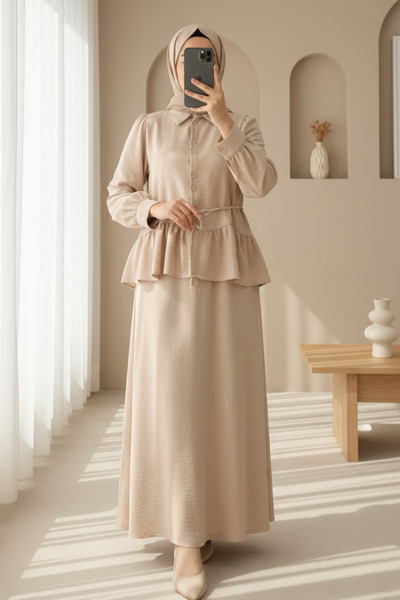 HİJABAYA Σετ μπλούζα και φούστα με κορδόνια