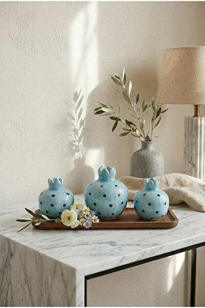 EARTHENHOME 3 Parça Nar, Dekoratif Seramik Yaban Mersini Seti