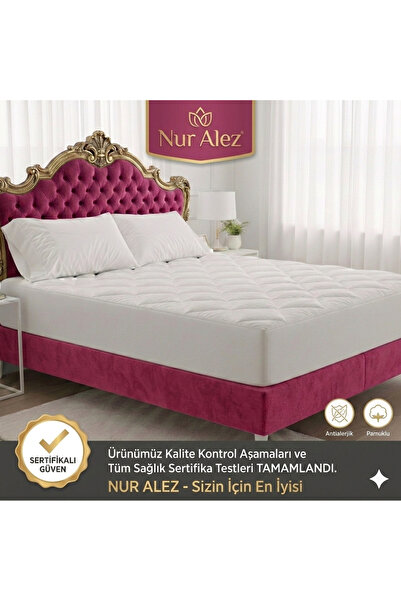 NUR ALEZ Kapitone Pamuklu Su Sıvı Geçirmez Full Kenar Koruyucu Lastikli Alez ...