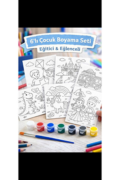 Larenya 6’lı Çocuk Boyama Seti – Eğitici & Eğlenceli Aktivite Paketi