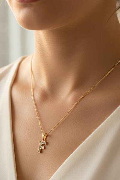 XUPING JEWELRY قلادة حرف F مرصعة بالأحجار من ستايل إنسي/كسوبينج للمجوهرات