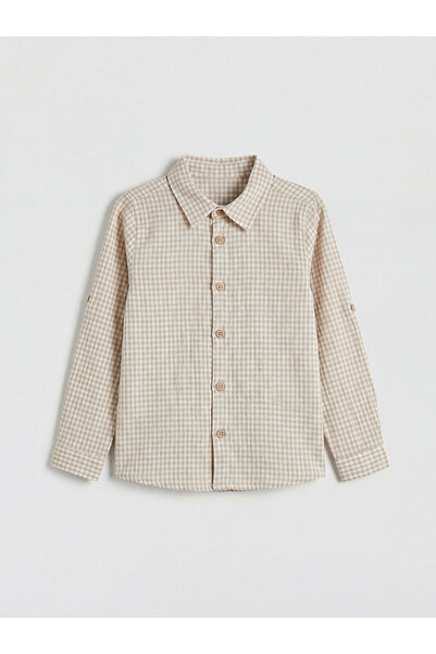 LC Waikiki Esvab • Modern & Distinctive Checkered Embroidered Boys' Shirt