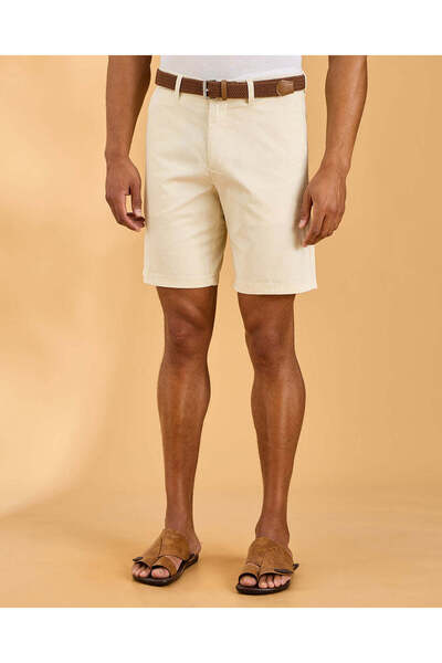 REDTAG Men White Belted Chino Shorts