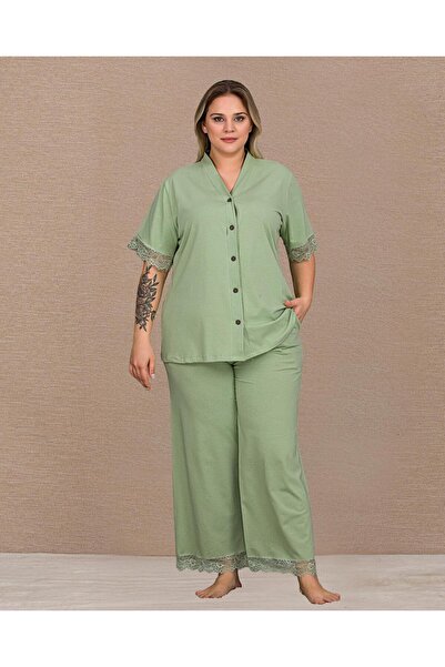 Lady Lingerie Short Sleeve Buttoned Oversized Women's Pajama Set