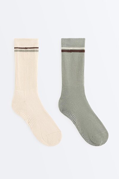 Oysho 2'li Klasik yoga ve pilates pamuklu çorap
