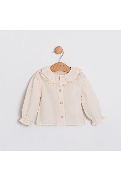Coolimino Baby Girl Beige Lace Collar Shirt