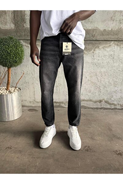 KağanKY Anthracite Stonewashed Boyfriend Jeans