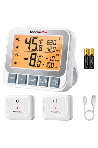 ThermoPro TP210 150m Sensörlü Derin Dondurucu Buzdolabı Max/Min Sıcaklık Ölçe...