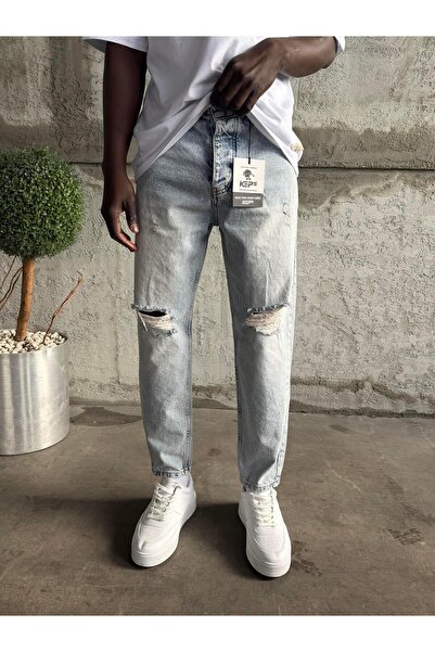 KağanKY Ice Blue Knee Ripped Boyfriend Jean
