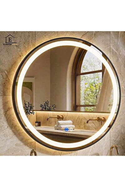 Elindor ® Στρογγυλός καθρέφτης τοίχου, αντιθαμβωτικός, με μαύρο πλαίσιο, ιδαν...