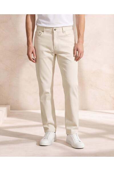 REDTAG Men Beige Basic Chino Trousers
