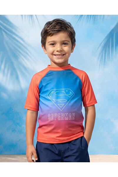 REDTAG Boys Red Superman Rashguard T-Shirt