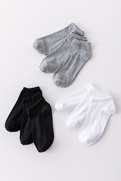 Wega Moda Pack of 9 Unisex White Ankle Socks – Cotton Daily Socks - Black - G...