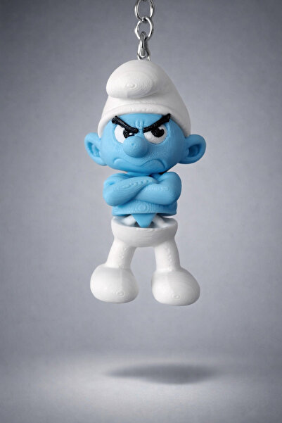 Moshu Design Şirinler Huysuz Şirin Grouchy Smurf Anahtarlık Figür Hobi Çanta ...