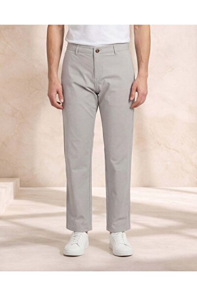 REDTAG Men Grey Basic Chino Trousers