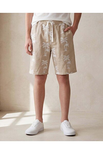 REDTAG Boys Beige Printed Shorts