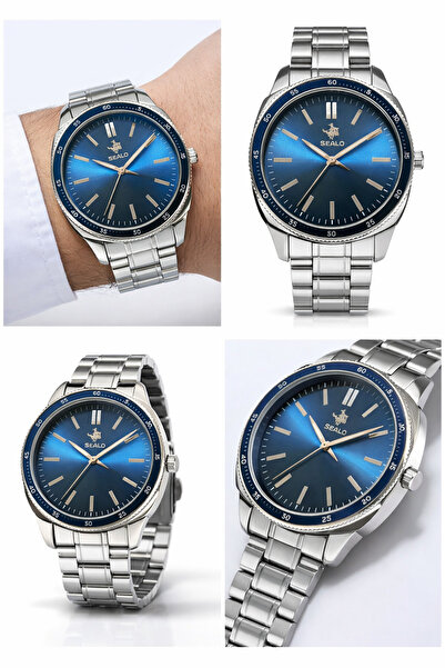 SPOLO Erkek Kol Saati – Mavi Degrade Kadran – Metal Kordon – Şık Analog Tasarım