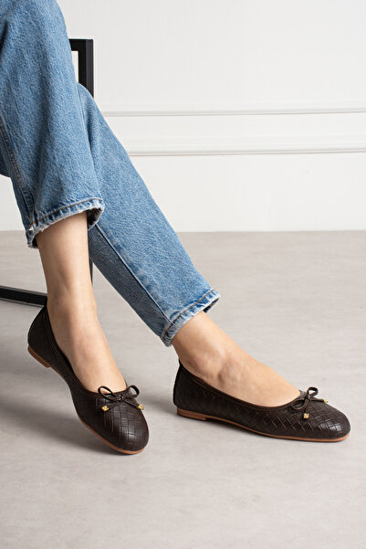 BYRAMSE Women's Bowknot Knitted Patterned Daily Orthopedic Sole Office Shoes